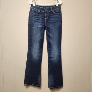 Wrangler Dark Wash Distressed Jeans Bootcut Juniors Size 3x32